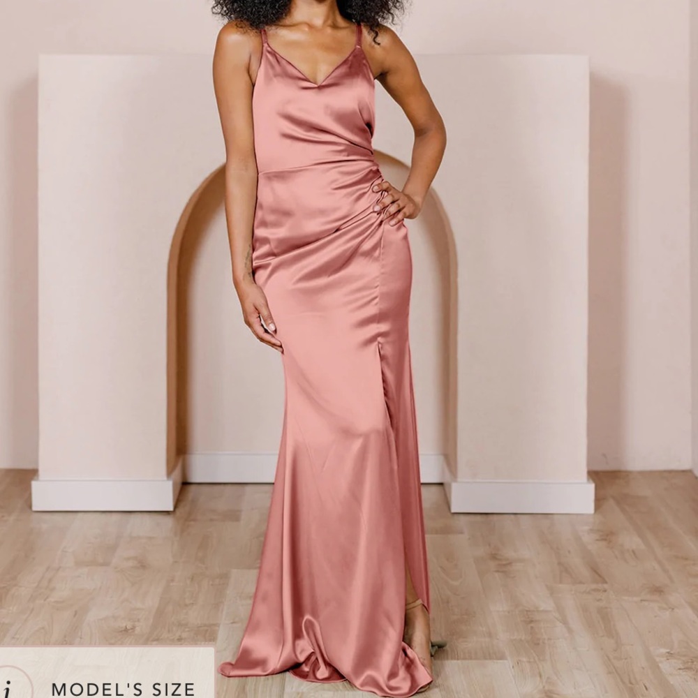 Revelry Rory Satin Desert Rose Bridesmaids Dress
